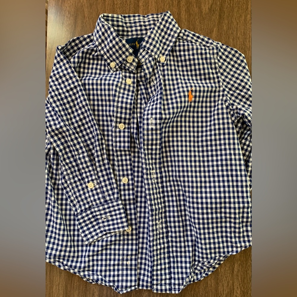 Ralph Lauren Navy and White Gingham Shirt